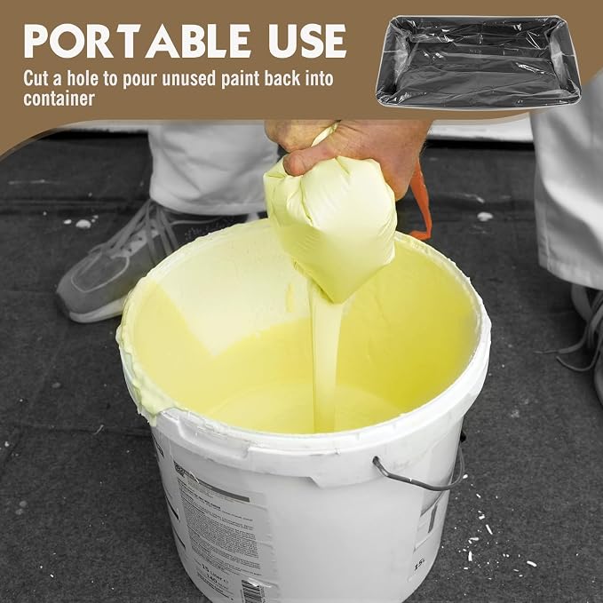 ROLLINGDOG 18 Inch Disposable Paint Tray Liners-18" Paint Pan Liners with Drawstring, Exclusively Used with ROLLINGDOG 18 Inch Paint Roller Kit for Interior or Exterior Home Improvement (Pack of 5)