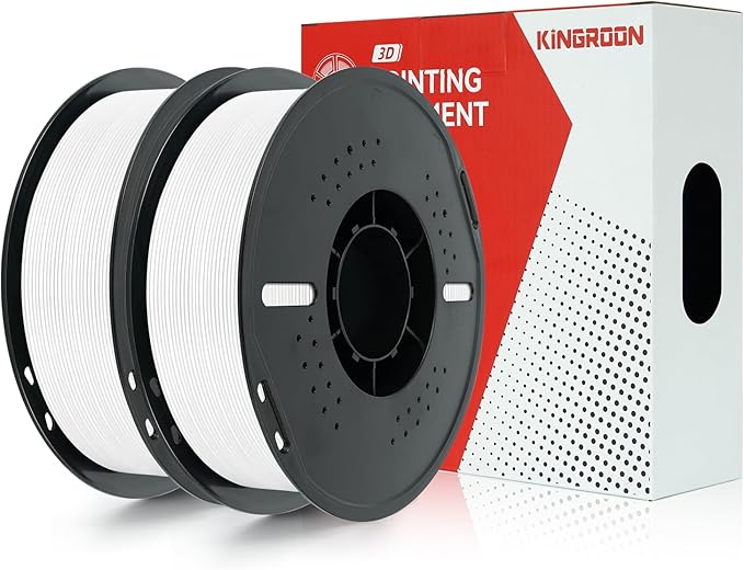 Kingroon PETG 3D Printer Filament, Dimensional Accuracy +/- 0.03 mm, 1 kg Spool(2.2lbs), 1.75mm,2KG White+White