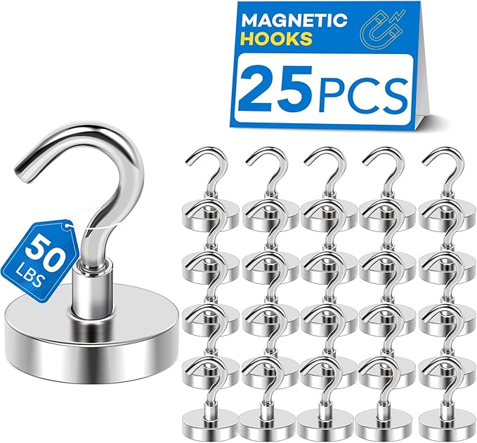 LOVIMAG Magnetic Hooks, Cruise Essentials 2026, 12 Pack-30LBS | Heavy Duty Strong Magnet Hook for Cruise Cabin, Refrigerator Fridge, Ship, Classroom, Kitchen Grills, Black