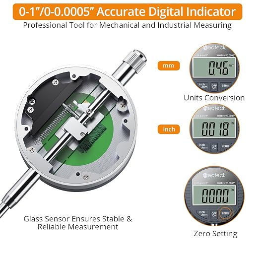 Neoteck 0-1"/ 0.0005" Digital Indicator with 13.5" Flexible Arm 176lbs Max Pull Magnetic Base Digital Dial Indicator Set Widely Used in 3D Printer and Automotive Maintenance