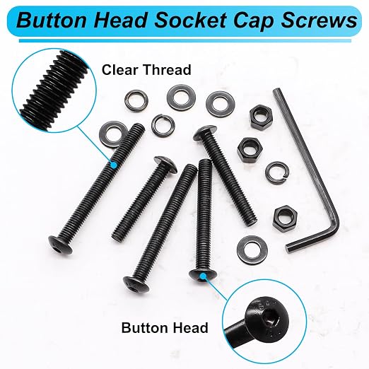 200PCS Black M5 Button Head Hex Socket Cap Screws, M5 x 30/35/40/45/50mm Metric Screws Bolts Nuts Washers Assortment Kit, 10.9 Grade Alloy Steel