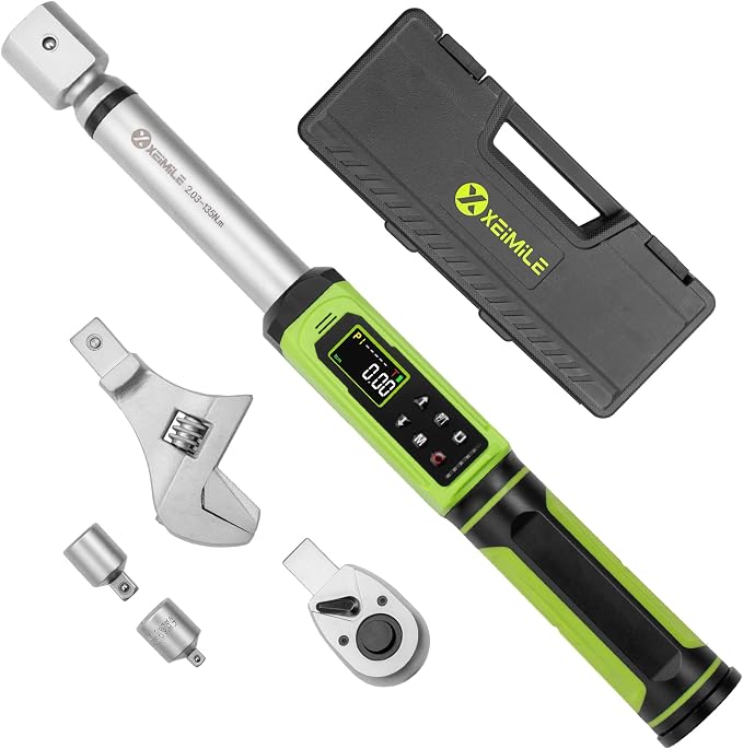 Adjustable HVAC Open End Digital Torque Wrench 1/2"Drive1.5-99Ft.Lb | Interchangeable Electric Torque Wrench(2-135N.m), 40mm 2% Accuracy for Car Automotive Moto Narrow Pipeline, Maint. Techs DIY