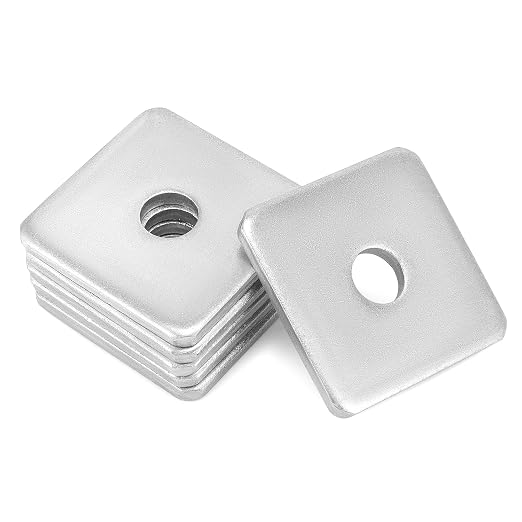 QWORK 50-Pack Galvanized Square Washers Plate – 1/2" ID, 2x2 OD, 3/16" Thickness, Anti-Loosening Plate Fastener for Construction and Industrial Equipment