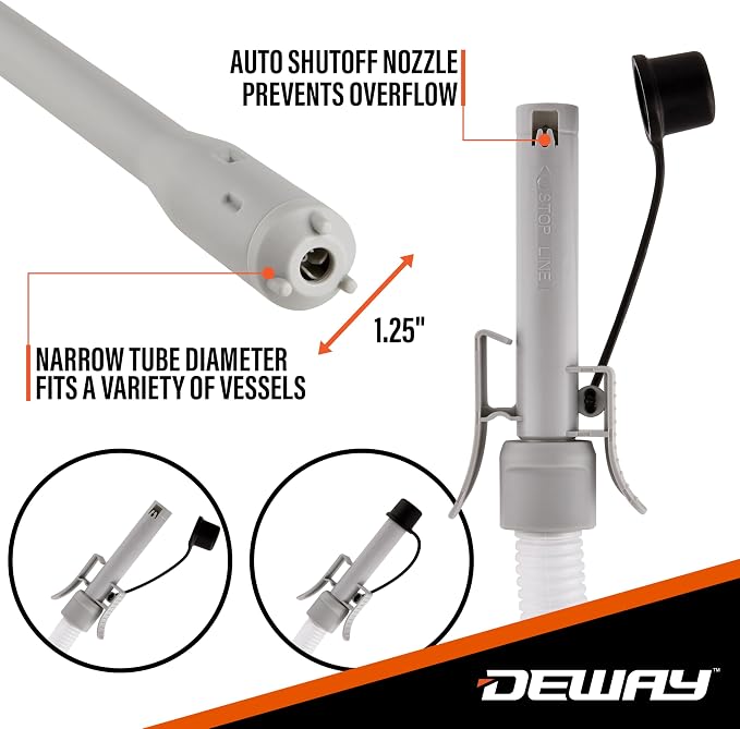 Deway Automatic Fuel Transfer Pump with Auto-Stop and Beep, Powerful AA Battery Powered with USB-C Power Option, 51" Extra Long Hose Fits All Size Cans, Portable Pump Transfers at 3.8 Gal/Minute