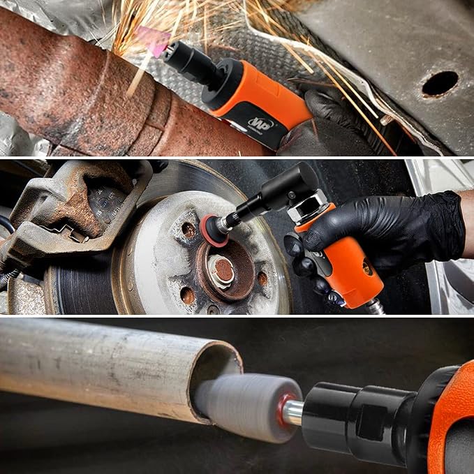 Air Die Grinder Set, Straight/Angled Air Die Grinder Kit with 1/4 and 1/8 inch Collets, Pneumatic Tools 2PCS
