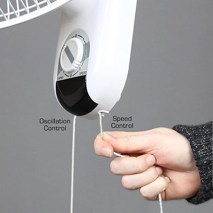 Hurricane Classic 4 Pack Oscillating Wall Mount Fan w/ 3 Quite Speeds, White, 16" - Corded Electric Air Cooling Unit w/Pull Cord Controls for Home, Grow Tents, Offices, Sheds, Studios, Garages, Dorms