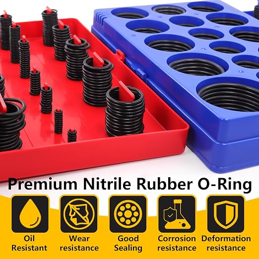 826 Pcs Universal O-Ring Kit - Metric & SAE Standard 70A Durometer O Ring Assortment Kit for Auto Engines, Hydraulic Systems, Faucet Plumbing, Car Cylinder with 4 Pick Tools
