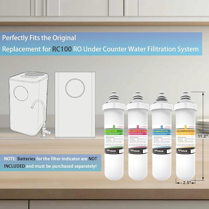 RF-20 + RF-40 Water Filter Replacement Cartridge Compatible With Brondell RC100 RO System, NOT Including Filter Indicator Replacement Battery, Pack of 4 Filters