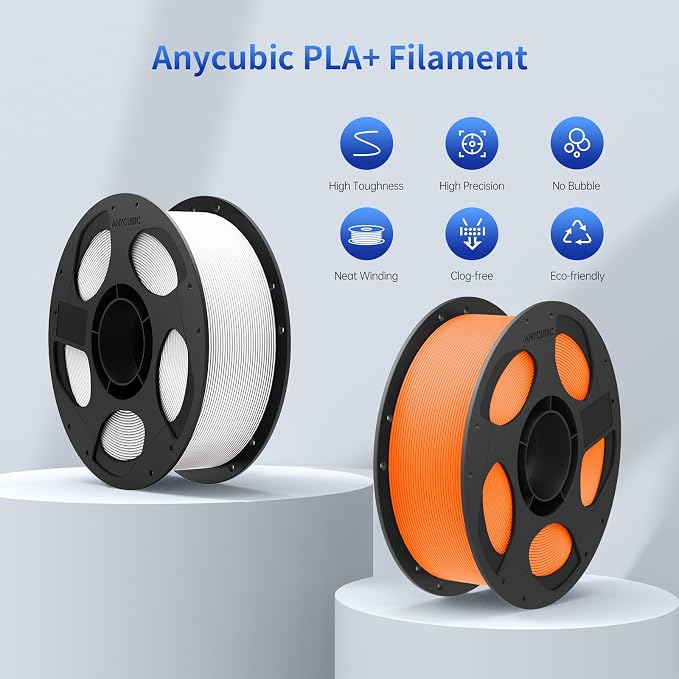 ANYCUBIC PLA Plus (PLA+) 3D Printer Filament 1.75mm, High Toughness 3D Printing Filament, Dimensional Accuracy +/- 0.02mm, Print with Most FDM 3D Printers, 1KG Spool, Black