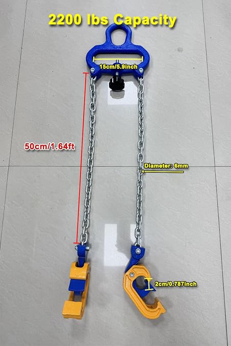 1Ton Barrel Lifting Chain for Plastic & Steel Drums 2204LBS 20in Length, 2 Hooks Chain Drum Lifter Barrel clamp for 30 & 55 Gallon Metal/Plastic Drum Barrel, Fits for Crane, Forklift【1T- 2Hooks】