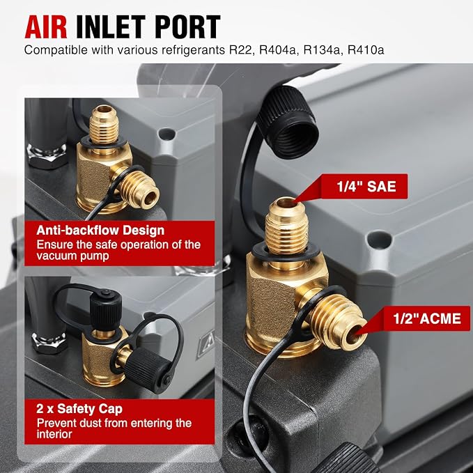 Nilight HVAC Vacuum Pump, 9.6 CFM 1 HP 110V 2 Stage AC Vacuum Pumps Kit for R22 R404a R134a R410a, 3x10⁻¹ Pa Ultimate Vacuum for Auto Air Conditioning Servicing Refrigerant Recharging, Oil Included