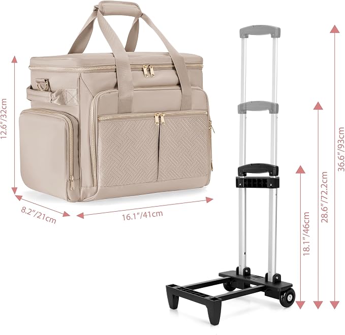 Rolling Teacher Bag with Wheels, Teacher Tote Bag with Detachable Trolley, Fits for 15.6" Laptop(Patent Design)