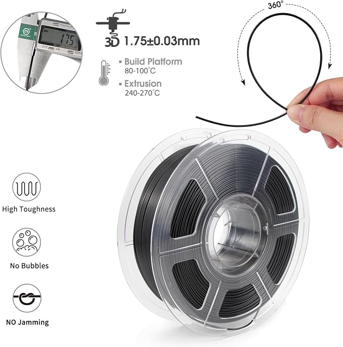 iSANMATE ASA 3D Printer Filament Bundle 4KG (8.8lbs), UV & Weather Resistant 3D Printer Filament Perfect for Outdoor Functional Parts, Black+Black+White+White