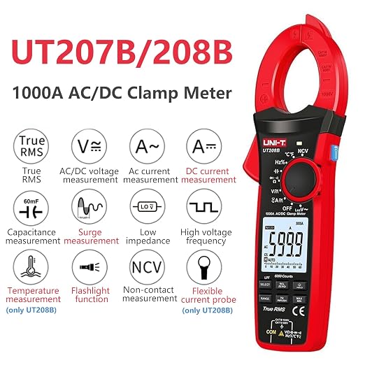 UNI-T UT208B Analog Clamp Meter Multimeter AC DC 1000A 1000V Tester Professional Digital Ammeter Pliers Voltmeter Temperature