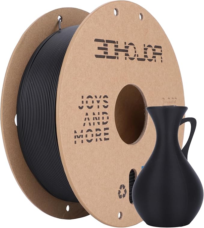 3DHoJor Matte PLA Filament 1.75mm, Upgrade Matte 3D Printer PLA Filament, 1KG Cardboard Spool 3D Printing Filament for 3D Printers(Matte Black)