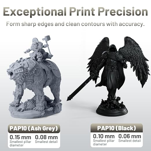 PAP10 3D Printer Resin, UltraPrint Production Precision with Smallest Detail and Higher Sharpness, Compatible with Reflex RS & RS Turbo & Reflex & Reflex Turbo (Black, 1KG)