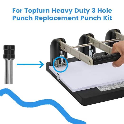 for Topfurn Heavy Duty 3 Hole Paper Punch Replacement Punch Kit,9/32-Inch Diameter Replacement Punch Kit,Includes 3 Punch Blades, 6 Punch washers, and 2 Tools for Replacing the Punch Blades
