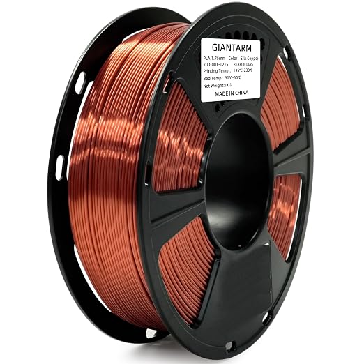 GIANTARM 3D Printer Filament, Silk Copper Pla Filament, 1Kg(2.2lbs) Spool, 1.75mm Dimension Accuracy +/- 0.03mm, 3D Printing Filament
