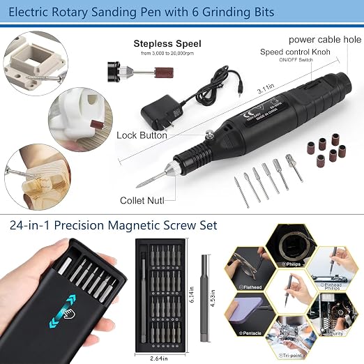 124Pcs 3D Printing Accessory Tools with Tool Bag for Remove/Trim and Finish 3D Print Includes Deburring Tool, Nozzle Cleaning, Removal Scrapers, Finishing Tools,etc.