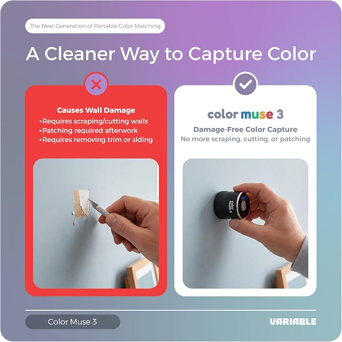 COLOR MUSE 3 with 1-Year App Subscription – Portable Paint Color Matching Device, Wireless Colorimeter Sensor for Accurate Hue & Sheen Matches – Mobile App Integration