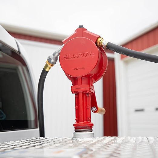 Fill-Rite FR112 Fuel Transfer Rotary Hand Pump w/Discharge Hose, Straight Spout, Vacuum Breaker, & Suction Pipe