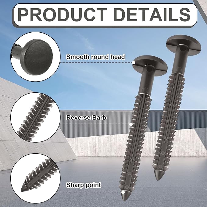 Blulu 18 Pcs 3 Inch Vinyl Shutter Fastener Window Panel Peg Lok Pin Pegs Screws Shutter Spikes Anchor (Musket Brown)