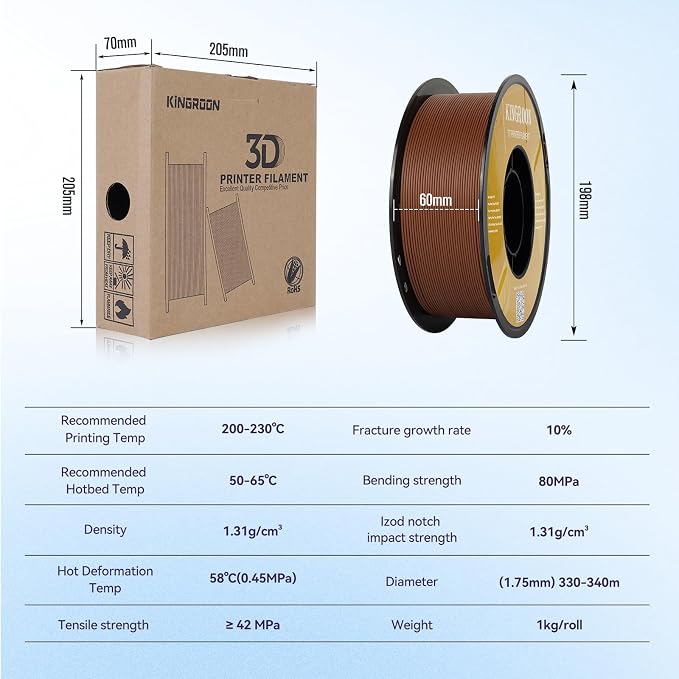 Kingroon Matte PLA Filament 1.75mm 3D Printer Filament Matte Filament 10kg Dimensional Accuracy +/- 0.02 mm (10 Rolls Night Brown)