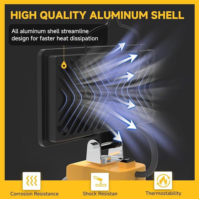2026 Upgraded Cordless LED Work Light for Dewalt 20V Battery,148W 14800LM Dual Brightness Jobsite Light with USB-C Charging,Low Voltage Protection for Car Repair,Construction & Emergency