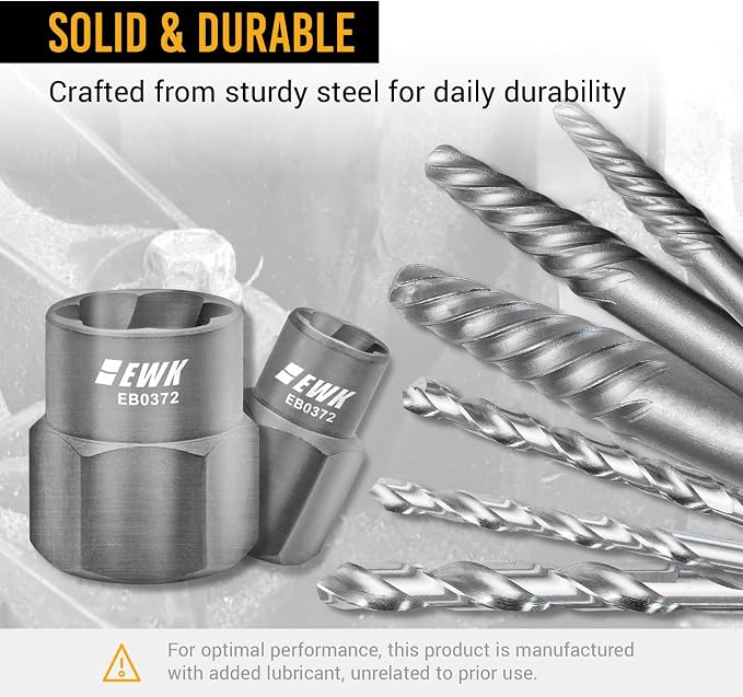 EWK 26-Piece Screw and Bolt Extractor Set, Spiral Screw Extractors, Twist Drill Bits, and Bolt Extractor Sockets for Stripped Screws, Broken Bolts, Rusted Fasteners, and Damaged Hex Heads