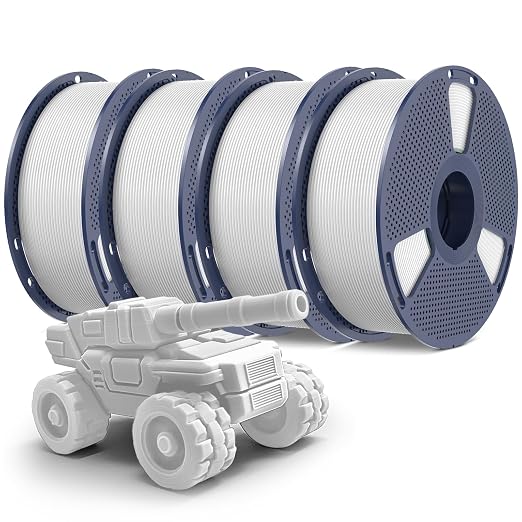 PETG Filament 1.75mm, Ultra Tough, Heat Optimized, Odorless, 4kg(8.8lbs) SUNLU PETG 3D Printer Filament, Dimensional Accuracy +/- 0.02mm, White 4 Pack