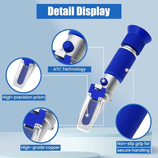 DEF Refractometer 0-40% AdBlue Diesel Exhaust Fluid Urea Concentration Refractometer Hand Held Refractometer with ATC for Automotive Diesel, Made of Copper Not Cheap Aluminum (Model AMR001)