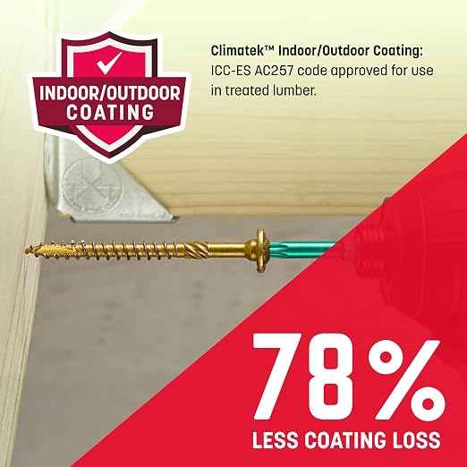 GRK Fasteners RSS 5/16 x 3-1/2 Inch, Structural Screws, 500 PCS, Rust Resistant Climatek Coating, Heavy-Duty Framing & Decking Screws, Fast Bite Tip, Star Drive Recess, Gold