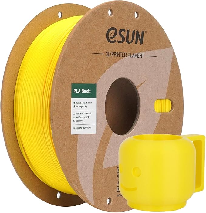 eSUN PLA Basic Filament 1.75mm, 1KG Spool (2.2 LBS) High Speed Printing 3D Printer PLA Filament,Designed for Fast Printing, Yellow