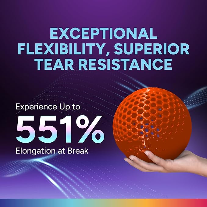 OVERTURE High Speed TPU 95A Flexible 3D Printer Filament 1.75mm | High Elasticity & Durability Filament,1kg Spool(2.2lbs),Fit Most FDM Printer(HS TPU Translucent Orange)