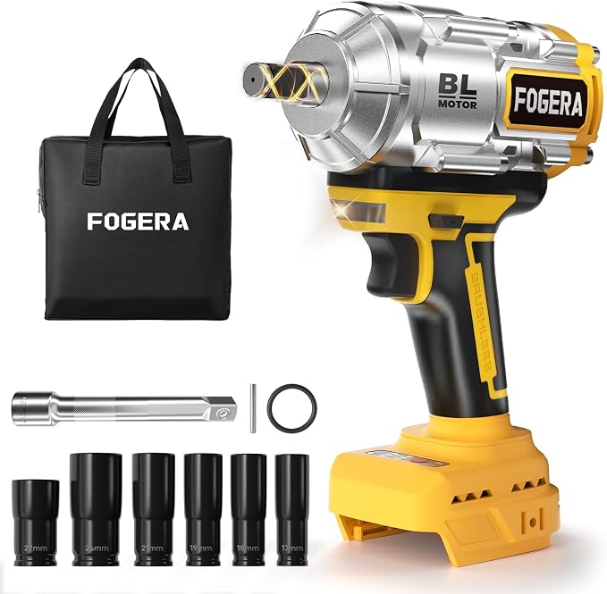 Cordless Impact Wrench 1/2 Inch - Compatible with Dewalt 20V Batteries, 1100 Ft-lbs (1500N.m) High Torque Impact Driver, Brushless Impact Gun with 3 Speed Modes & LED Light (Battery Not Included)