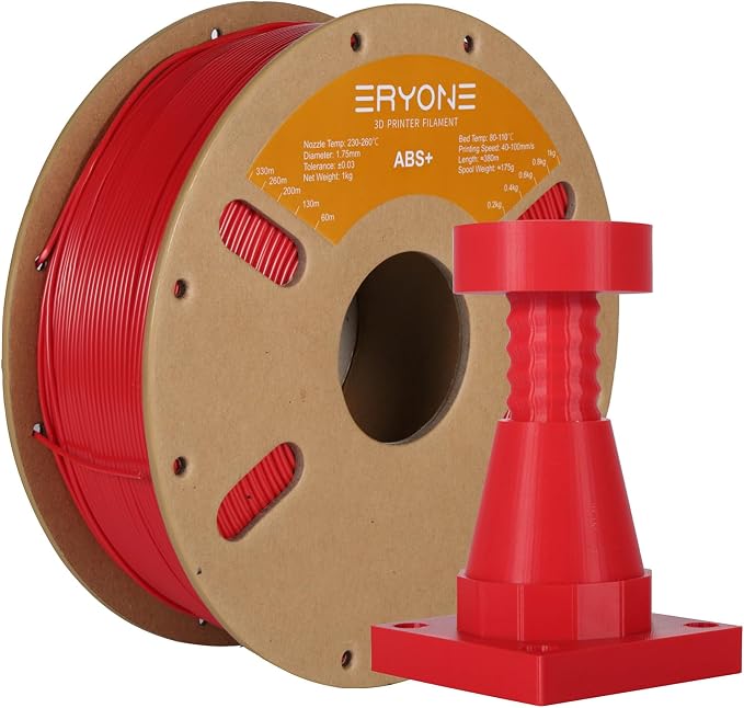 ERYONE ABS Filament, ABS+ 3D Printer Filament 1.75mm +/- 0.03mm, Heat Resistant, High Toughness & Impact Resistance, 1kg (2.2LBS)/Spool, ABS Plus Red