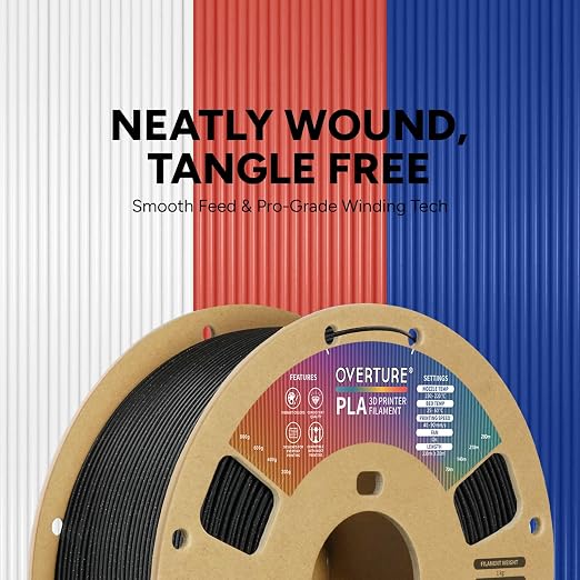 OVERTURE PLA Filament 1.75mm, Neatly Wound 3D Printer Filament 1kg Spool (2.2lbs), Dimensional Accuracy +/- 0.02 mm, Fit Most FDM 3D Printers (Sparkle Black)