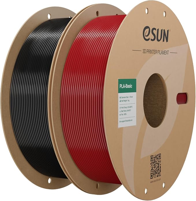 eSUN PLA Basic Filament 1.75mm, 1KG Spool (2.2 LBS) 3D Printer PLA Filament, Fits for Most FDM 3D Printers, Fire Engine Red+Black