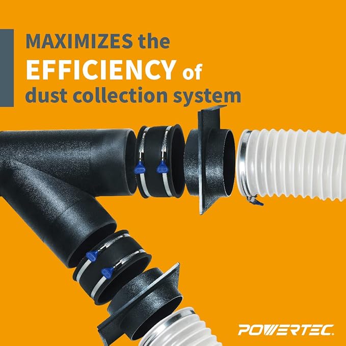 POWERTEC 6" x 10' Dust Collection Hose with Blast Gate and 5pcs Key Hose Clamps for Woodworking and Wood Shop Dust Collection System (70432)