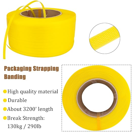 Banding Strapping Kit, Pallet Strapping Kit, Poly Strapping Kit, Plastic Strapping Kit Include Pallet Packaging Strapping Tool, Sealer Tools 3200' Length x 1/2" Wide and 200 Metal Seals