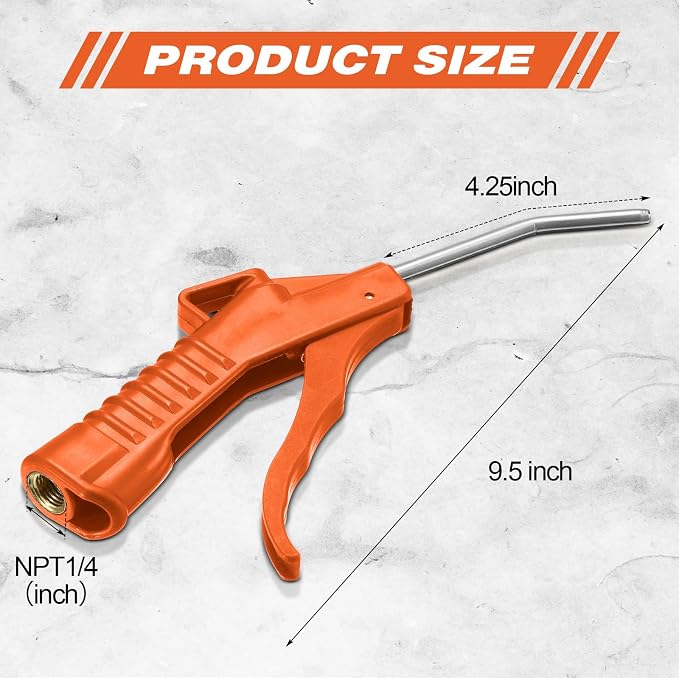 Honoson Air Nozzle Blower Gun Pistol Grip Air Blow Tool Compressor Accessories for Industrial Household Mechanics(Orange,8 Pcs)