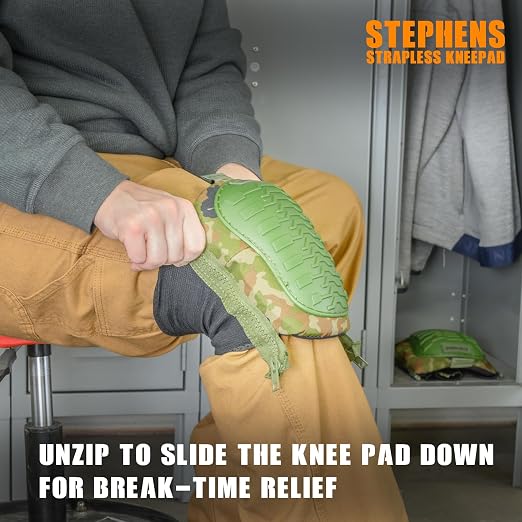 Stephens Strapless Knee Pads for Construction - Heavy Duty Soft Cap Design for Work | Safety Work Gear | Flooring | Roofing | Gardening | Personal Protective Equipment - Cushion Support for Kneeling - Non-Slip Strapless Knee Pad - Eliminate Knee Pain -...