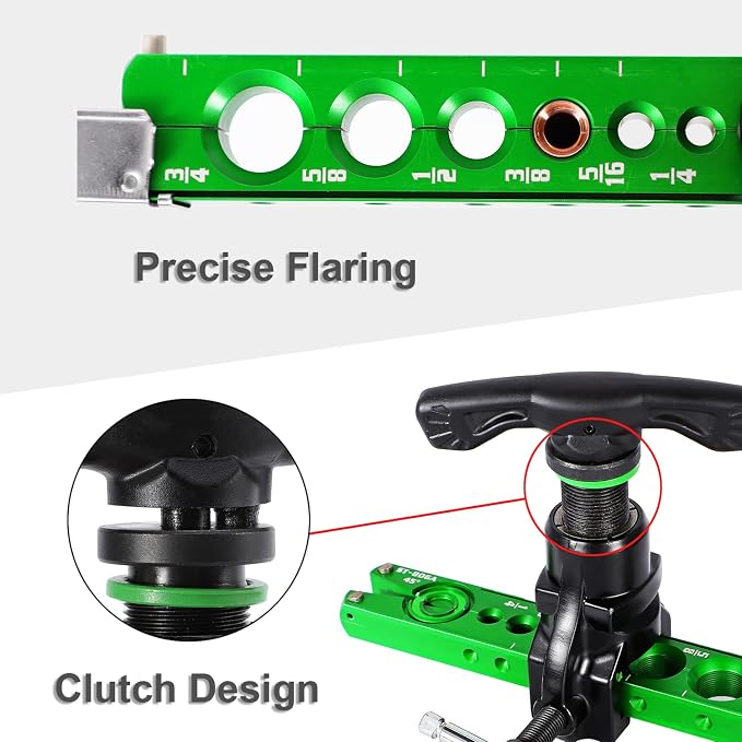 Bonvoisin Flaring Tool Kit 1/4”-3/4” HVAC Single Flare Tool 45° 45° Eccentric Tube Flaring Tool with Pipe Cutter for Copper Aluminum Tubing (5 in 1 Kit)