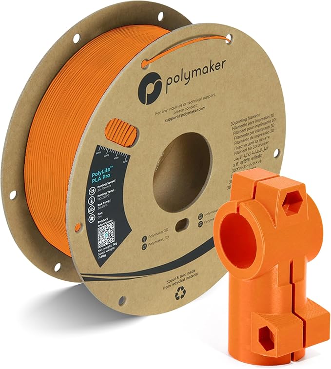 Polymaker PLA PRO Filament 1.75mm 1kg, Tough & High Rigidity Orange 3D Printing Filament, PolyLite PLA PRO High Speed, Print with Most 3D Printers