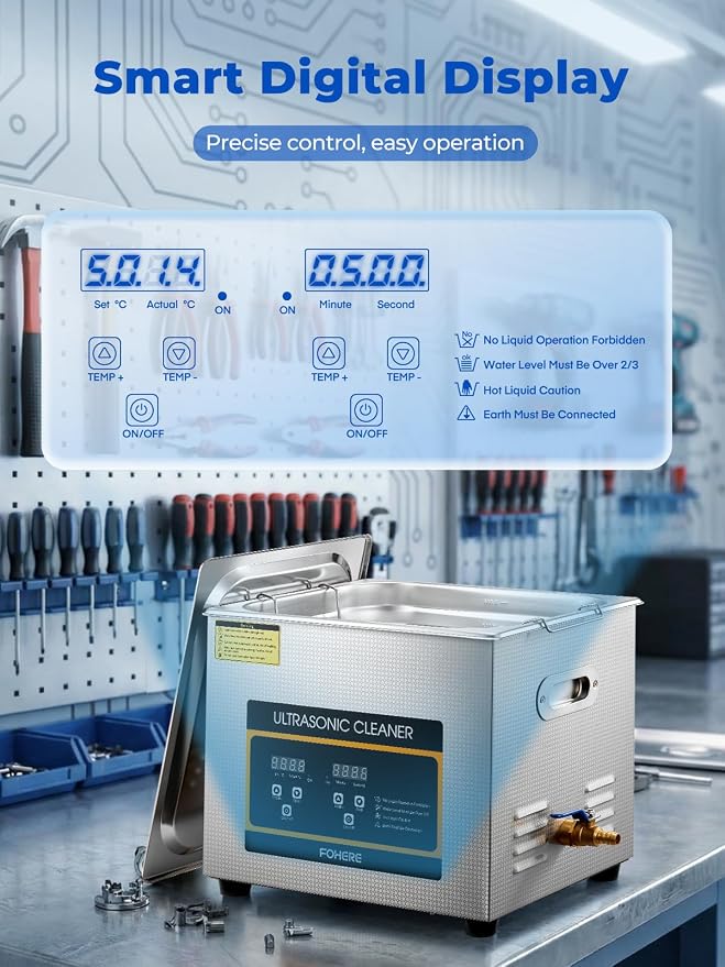 Ultrasonic Cleaner with Heater and Timer, Stainless Steel Ultrasonic Washing Machine, Professional Sonic Cleaning for Parts, Bike Chain, Metal Engine Parts, Gun (10l-2.6gal)
