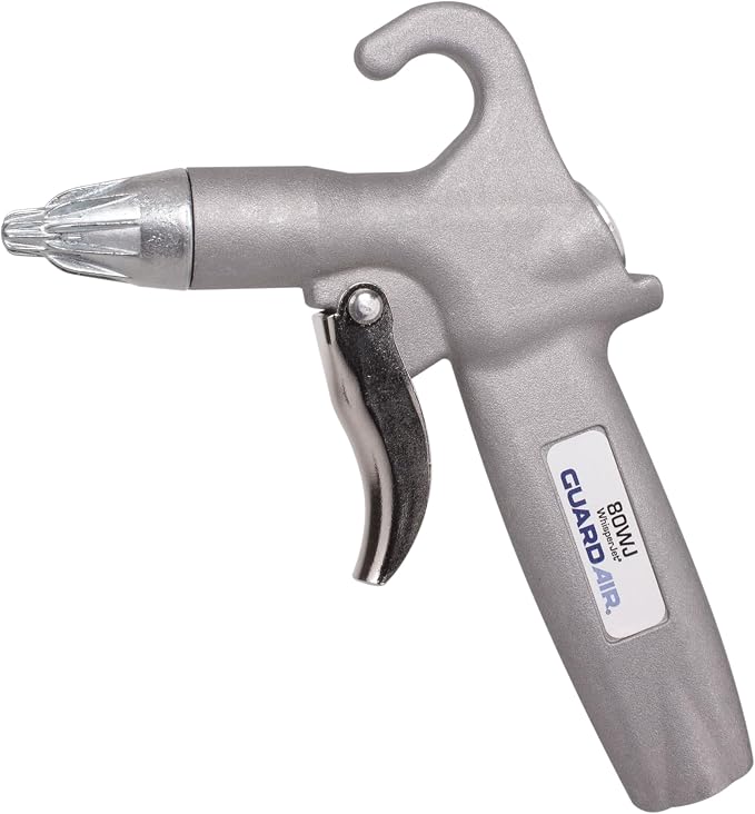 Guardair 80WJ Whisper Jet Safety Air Gun - Volume Control, Comfortable Pistol Style Grip, Ideal for Cleaning Bench Tops, Work Stations, or Machinery in Noise Sensitive Areas, 1/4 Inch Inlet