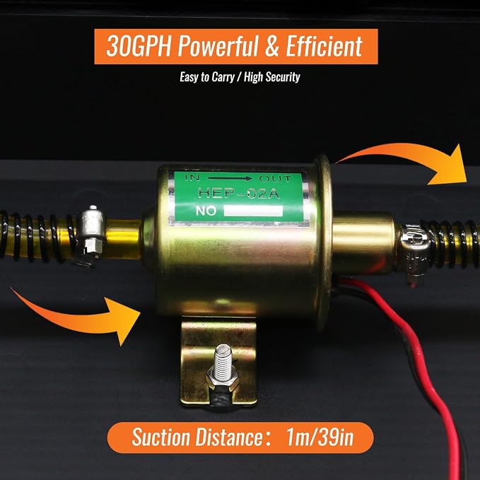 24V 30GPH Fuel Transfer Pump Set with Patented Pulley Lead Pipe & Battery Adapter, Compatible with DeWalt 20V Battery, for Vehicles, Boats (30GPH 24V, Pump with Yellow Adapter)