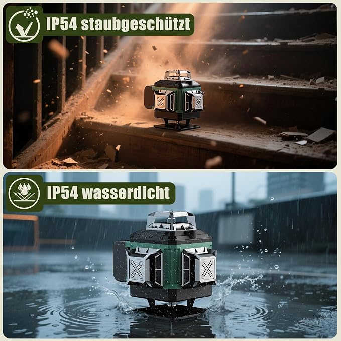 16 Lines Laser 360 Level Self Leveling, 130Ft 4x360° Green Cross Line laser Level for Construction and Picture Hanging, Lazer Leveler Tool with 2 2400 mAh Batteries,Magnetic Bracket & Remote Control