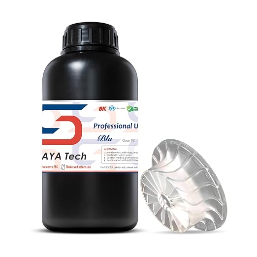 Siraya Tech Blu 3D Printer Tough Resin with High Toughness Resolution Strong and Precise 3D Printing 405nm UV-Curing Rapid Resin for LCD DLP 8K 3D Printer (1kg, Clear V2)