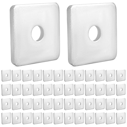 QWORK 50-Pack Galvanized Square Washers Plate – 1/2" ID, 2x2 OD, 3/16" Thickness, Anti-Loosening Plate Fastener for Construction and Industrial Equipment
